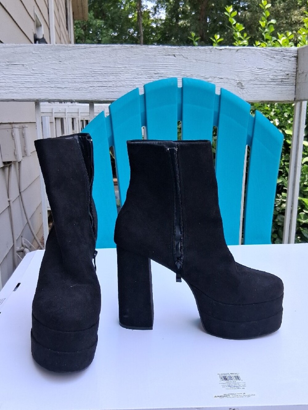 Black Platform Block Heel Ankle Boots - Women's - Picture 4 of 5